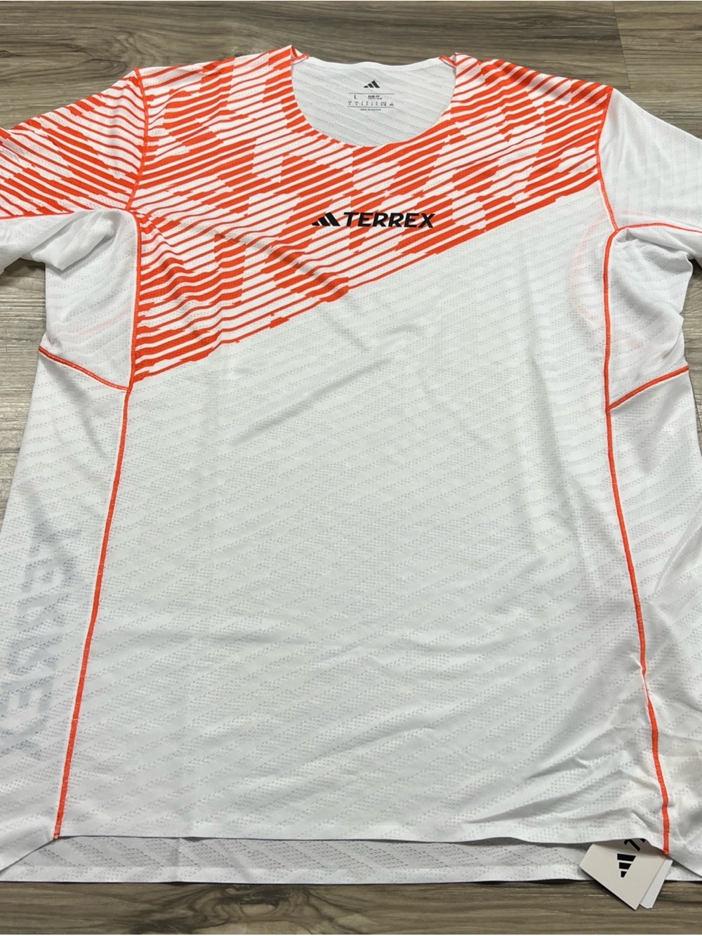 Adidas Terrex Techrock Elite T-Shirt White/Orange Men's Large JX2744 NWT $85